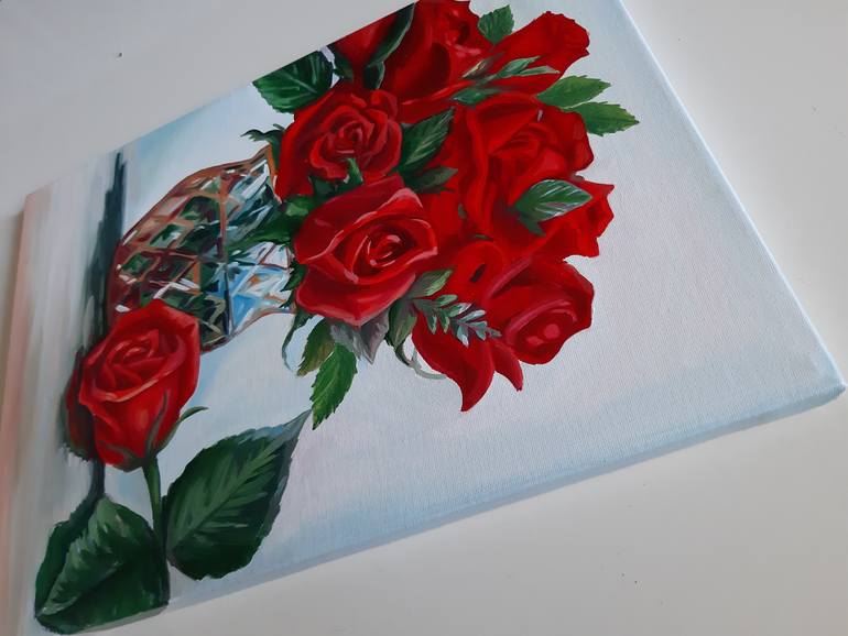 Original Art Deco Floral Painting by Lidiia Mishchenko