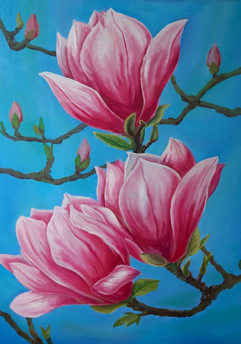 Magnolia - original oil painting, realism, nature, oil painting ...