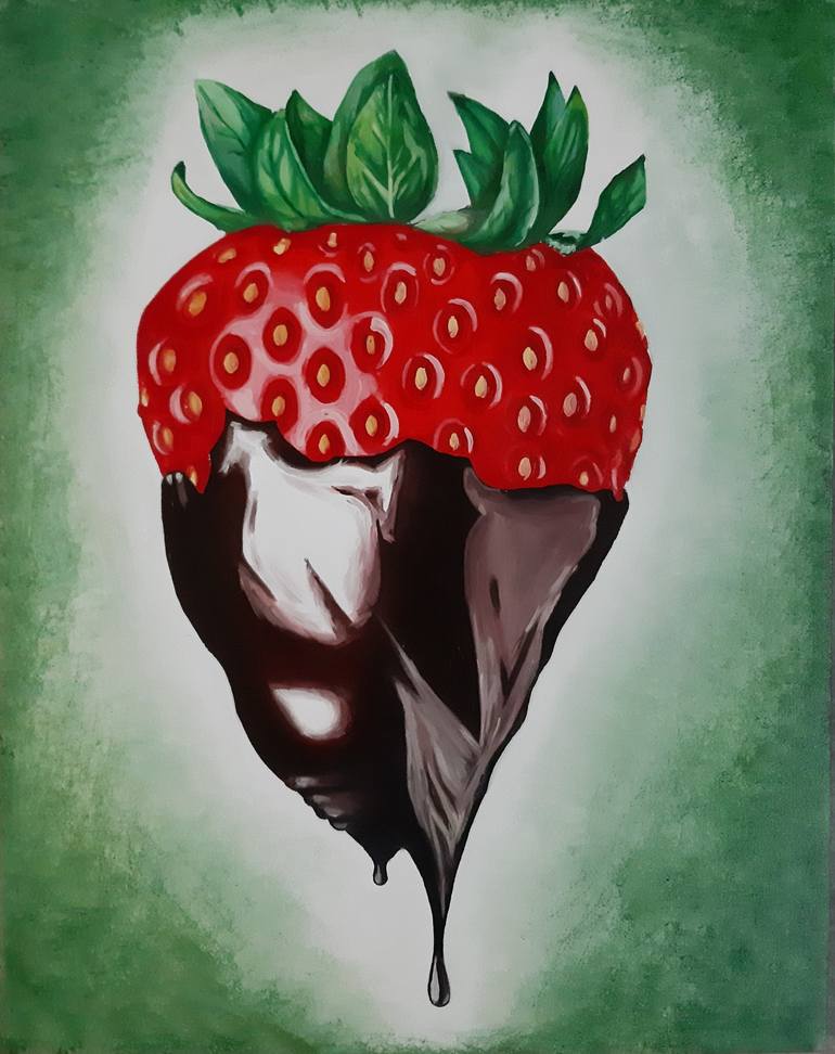 chocolate covered strawberry painting