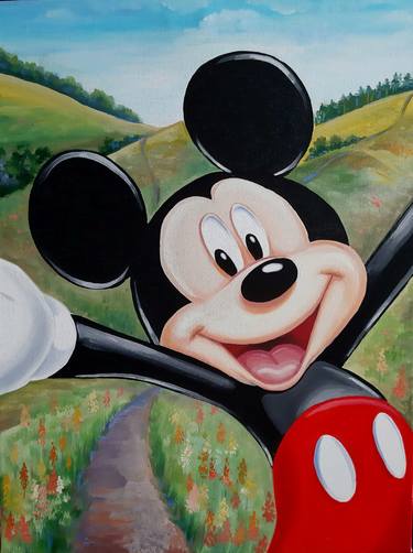 Mickey Mouse - oil painting, realism, modern paintings, summer, painting on canvas, minimalism, nature, children's painting thumb