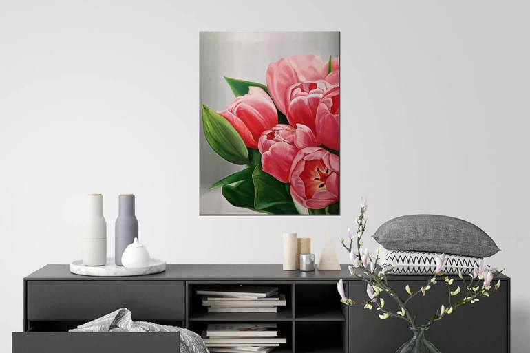 Original Art Deco Floral Painting by Lidiia Mishchenko
