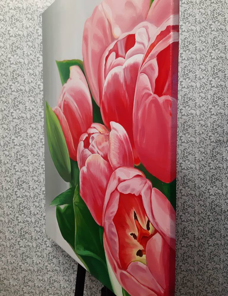 Original Art Deco Floral Painting by Lidiia Mishchenko