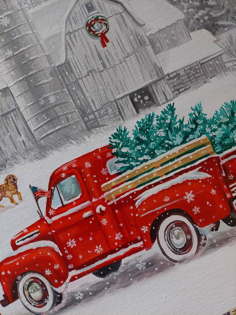 Original Art Deco Transportation Painting by Lidiia Mishchenko
