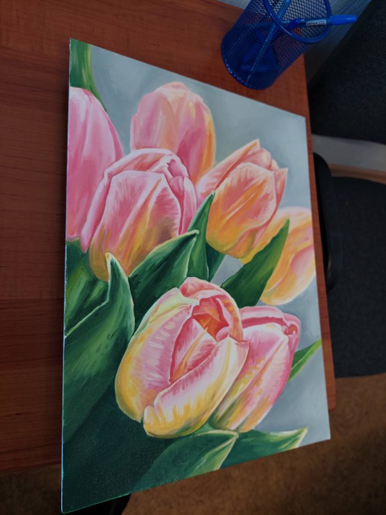 Original Art Deco Botanic Painting by Lidiia Mishchenko