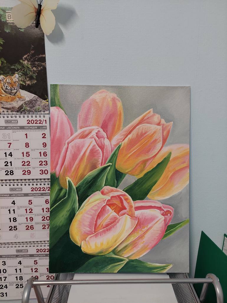 Original Art Deco Botanic Painting by Lidiia Mishchenko