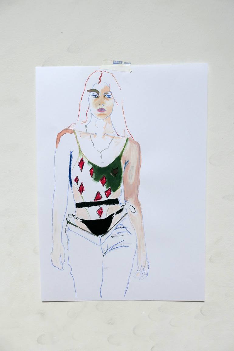 Original Figurative Fashion Drawing by Mo Adams