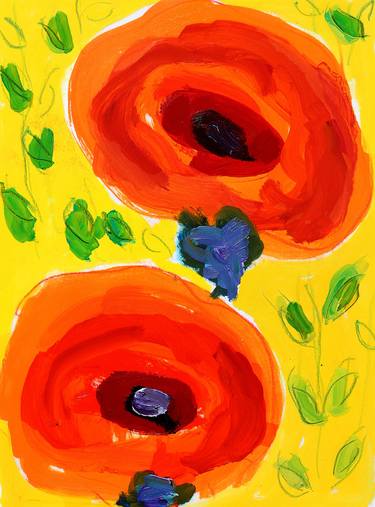 Print of Expressionism Floral Paintings by Jean Mirre