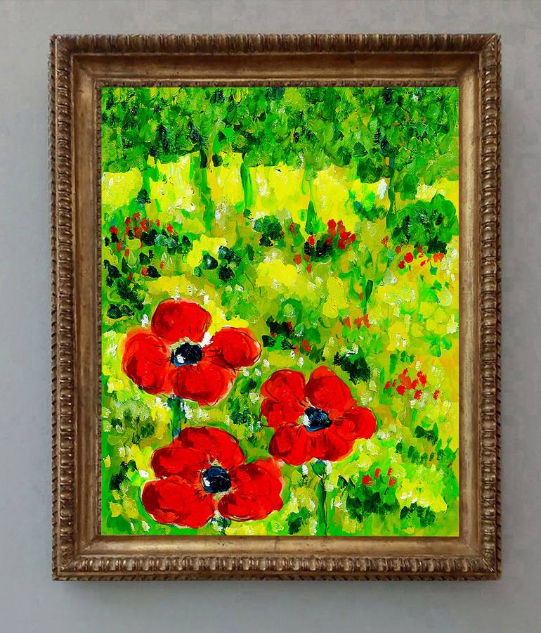 Original Expressionism Floral Painting by Jean Mirre