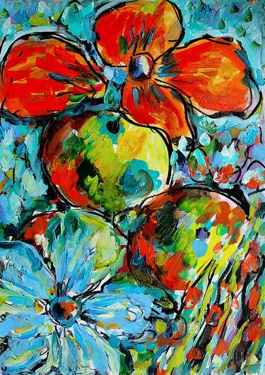 Original Expressionism Floral Paintings by Jean Mirre