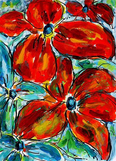 Original Expressionism Floral Paintings by Jean Mirre