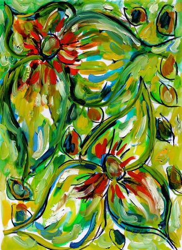 Original Expressionism Floral Paintings by Jean Mirre