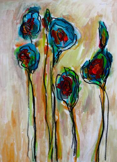 Original Expressionism Floral Paintings by Jean Mirre