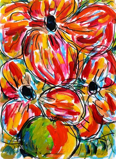 Print of Expressionism Floral Paintings by Jean Mirre
