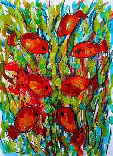 Original Expressionism Fish Paintings by Jean Mirre