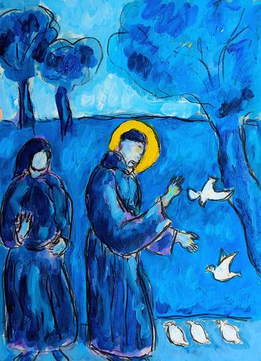 Le sermon aux oiseaux d'après Giotto thumb