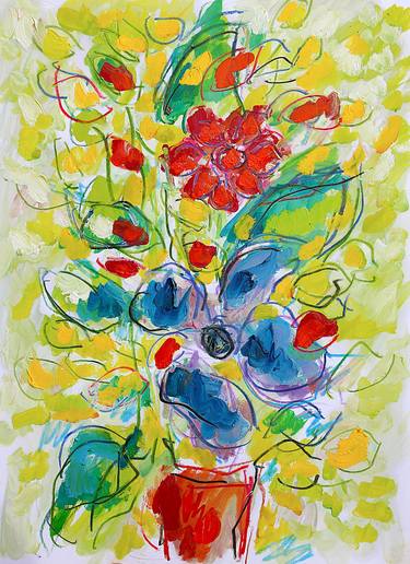 Print of Expressionism Floral Paintings by Jean Mirre
