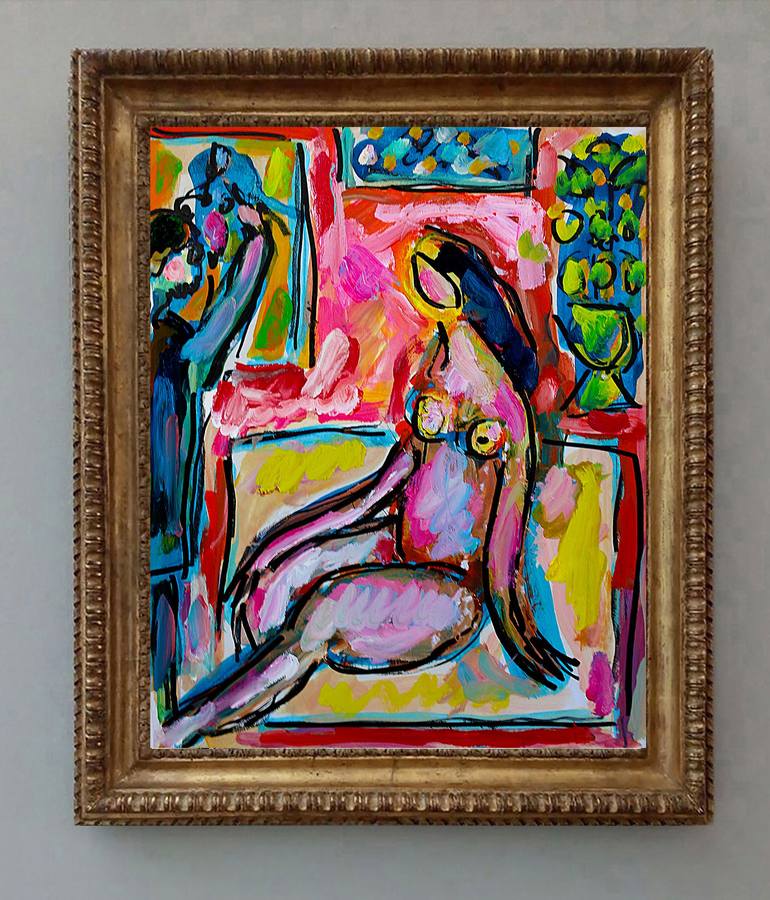 Original Expressionism Women Painting by Jean Mirre
