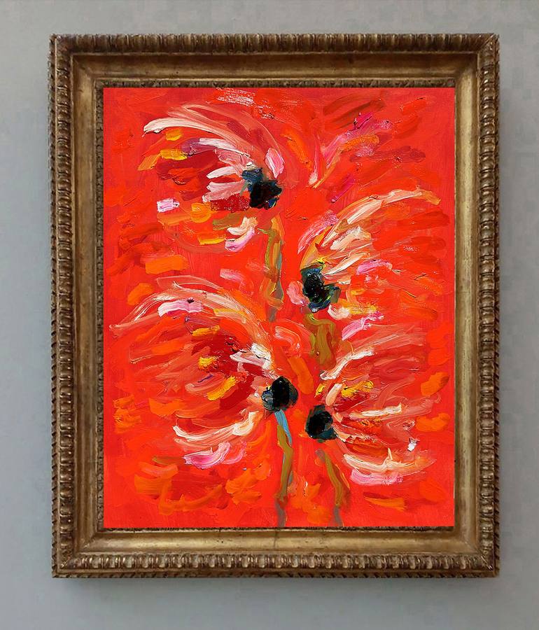 Original Expressionism Floral Painting by Jean Mirre