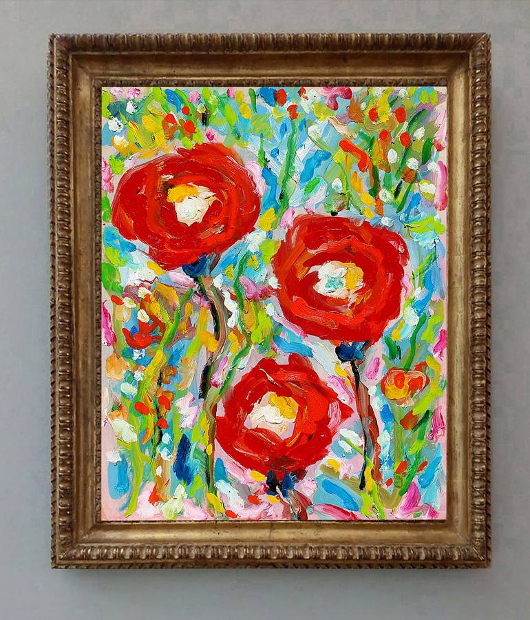 Original Expressionism Floral Painting by Jean Mirre