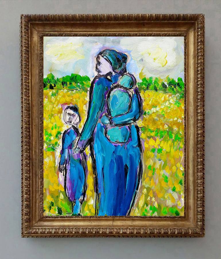 Original Expressionism Family Painting by Jean Mirre