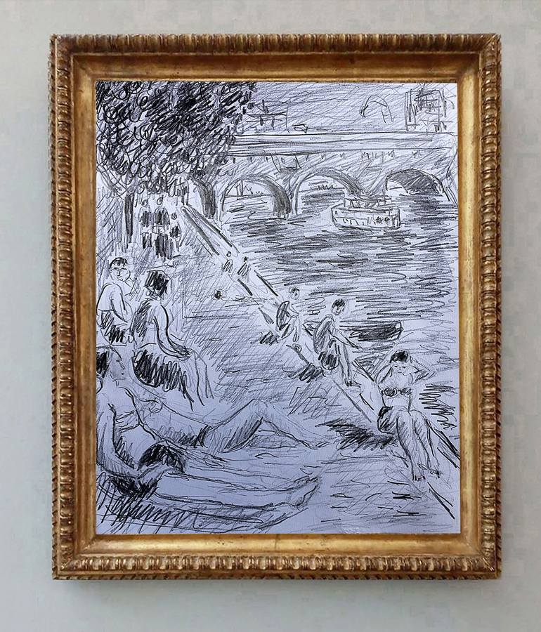 Original Figurative Landscape Drawing by Jean Mirre