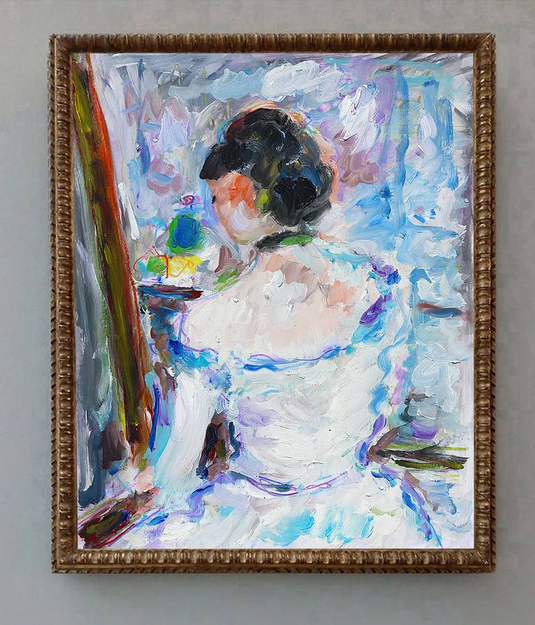 Original Impressionism Women Painting by Jean Mirre