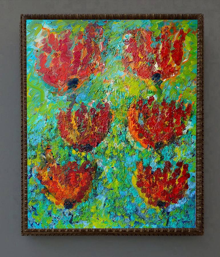 Original Impressionism Floral Painting by Jean Mirre