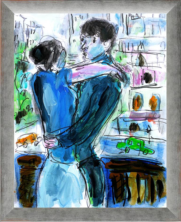 Original Impressionism Love Painting by Jean Mirre