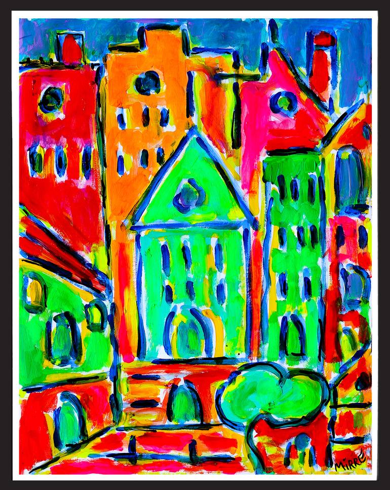 Original Abstract Expressionism Architecture Painting by Jean Mirre