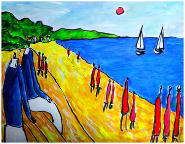 Print of Expressionism Beach Paintings by Jean Mirre
