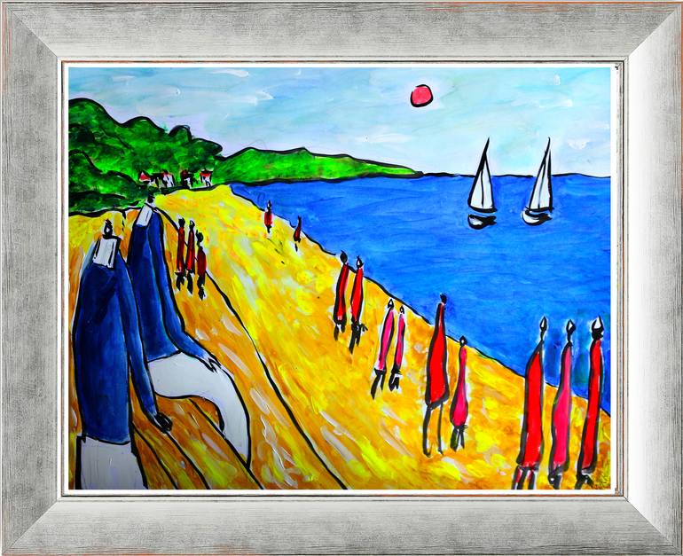 Original Expressionism Beach Painting by Jean Mirre