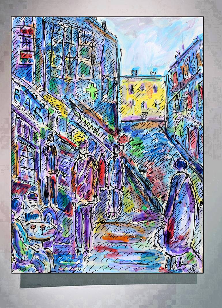 Original Expressionism Cities Painting by Jean Mirre