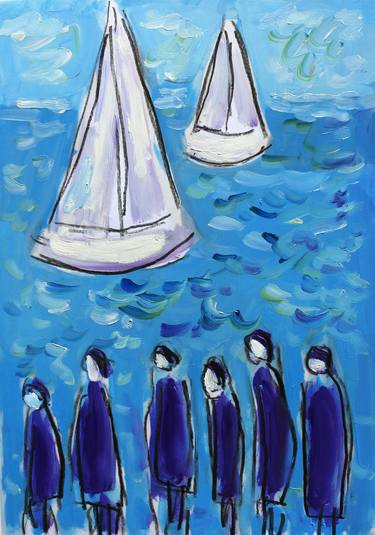 Print of Expressionism Sailboat Paintings by Jean Mirre