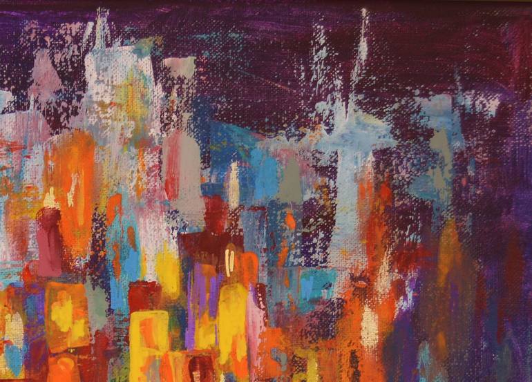 Original Abstract Expressionism Cities Painting by Julia Leon