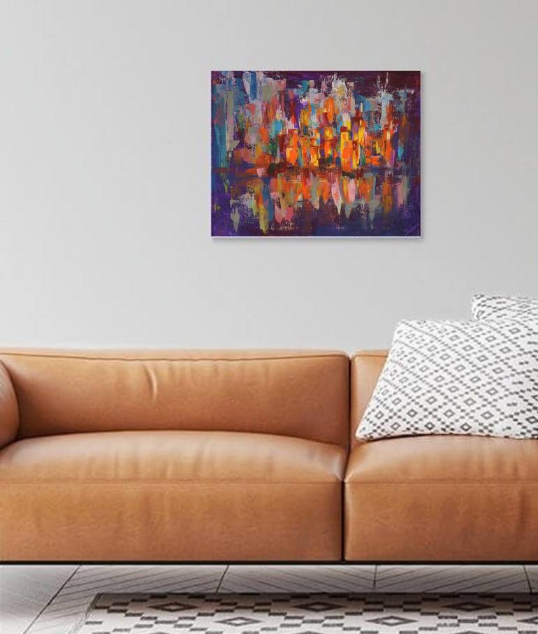 Original Abstract Expressionism Cities Painting by Julia Leon
