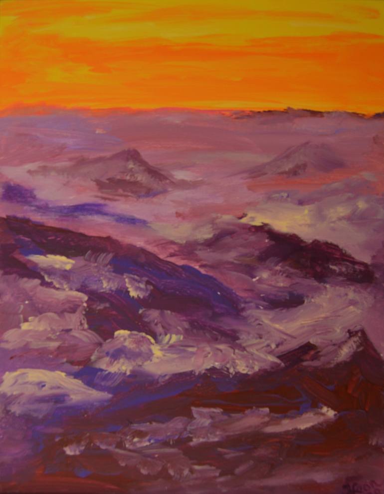 Purple 2024 Mountain abstract landscape painting Canvas print