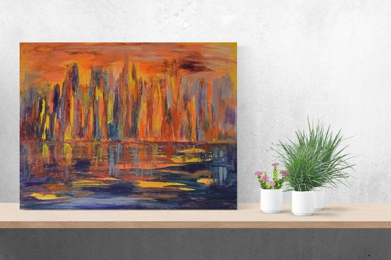 Original Abstract Architecture Painting by Julia Leon