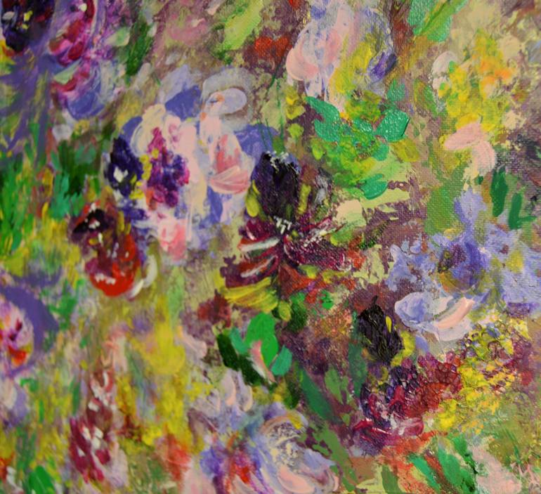Original Expressionism Garden Painting by Julia Leon