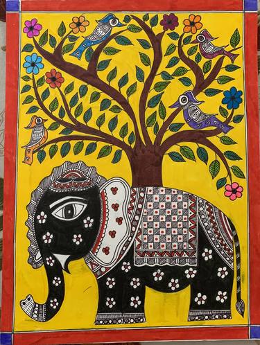 Ganesha Madhubani Painting Drawing by Radhika Mathur