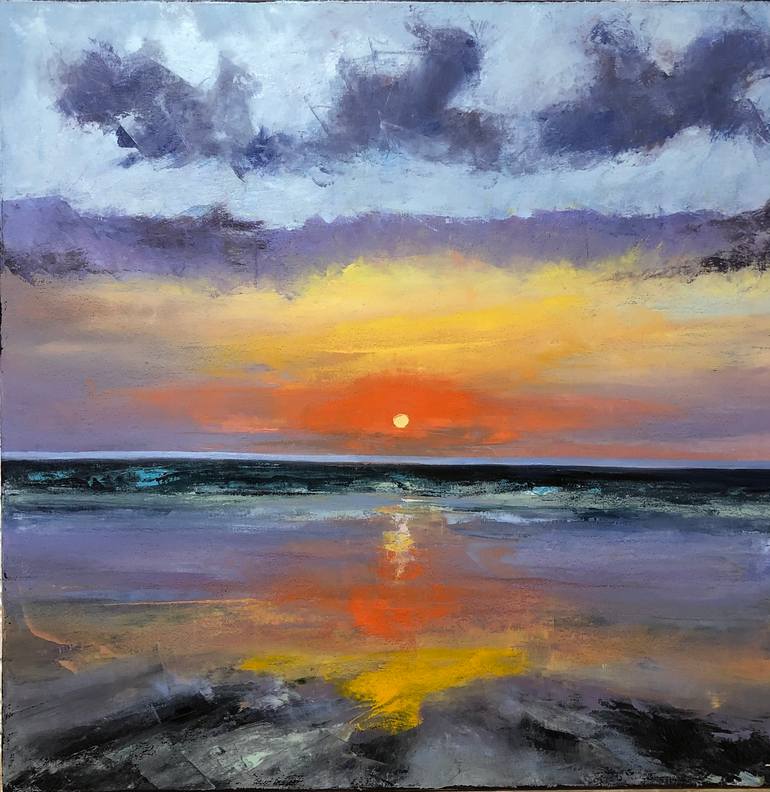 Original Seascape Painting by Toma Horchaniuk | Abstract Art on Canvas | Sun goes down