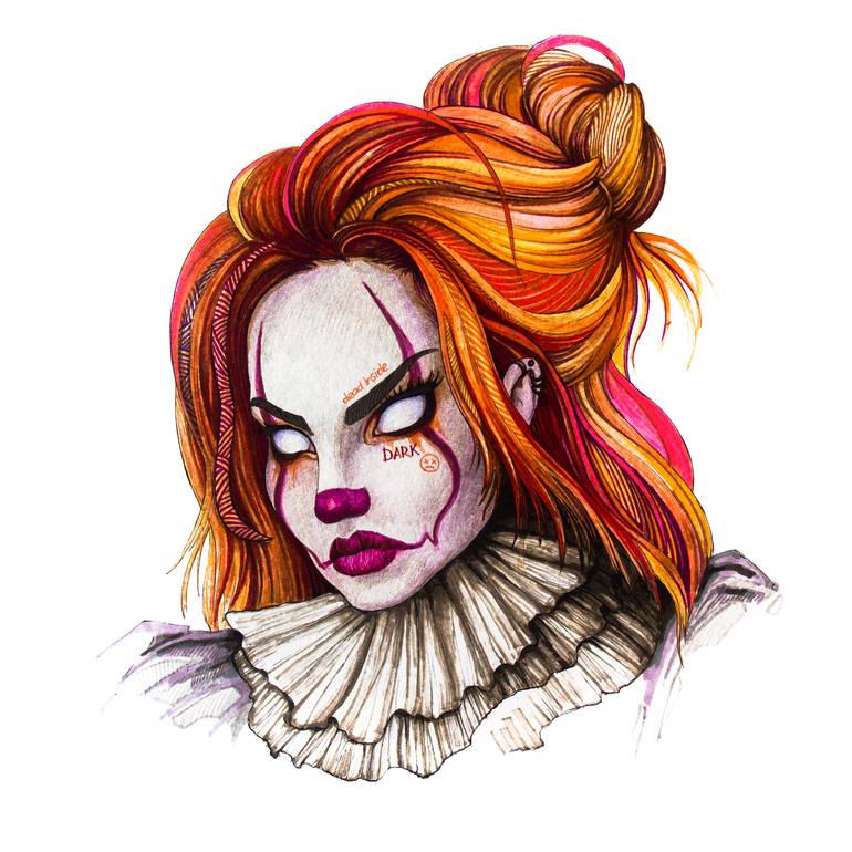 What if Pennywise was a gothic girl? Drawing by Mark Kucherov | Saatchi Art