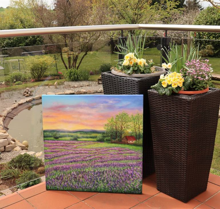 Original Art Deco Landscape Painting by Ludmilla Ukrow