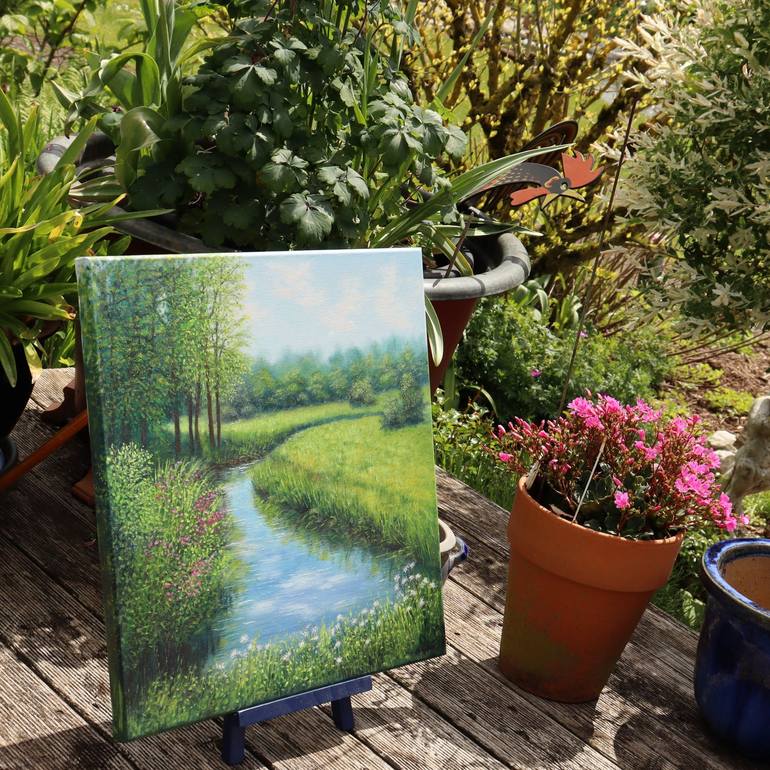 Original Art Deco Landscape Painting by Ludmilla Ukrow