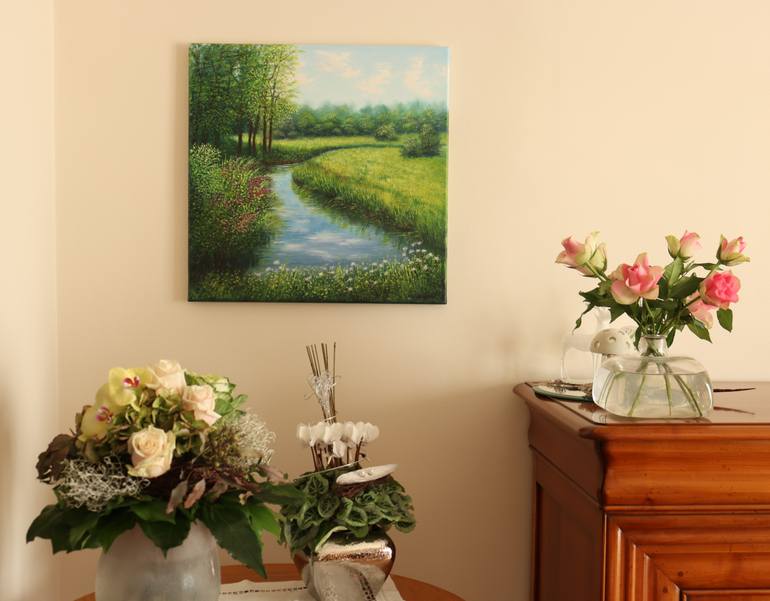 Original Art Deco Landscape Painting by Ludmilla Ukrow