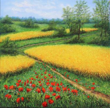 Wheat field and poppy meadow thumb