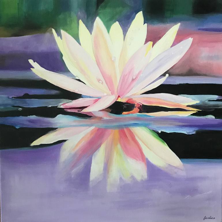 Water Lily II Painting by Helga Farkas | Saatchi Art