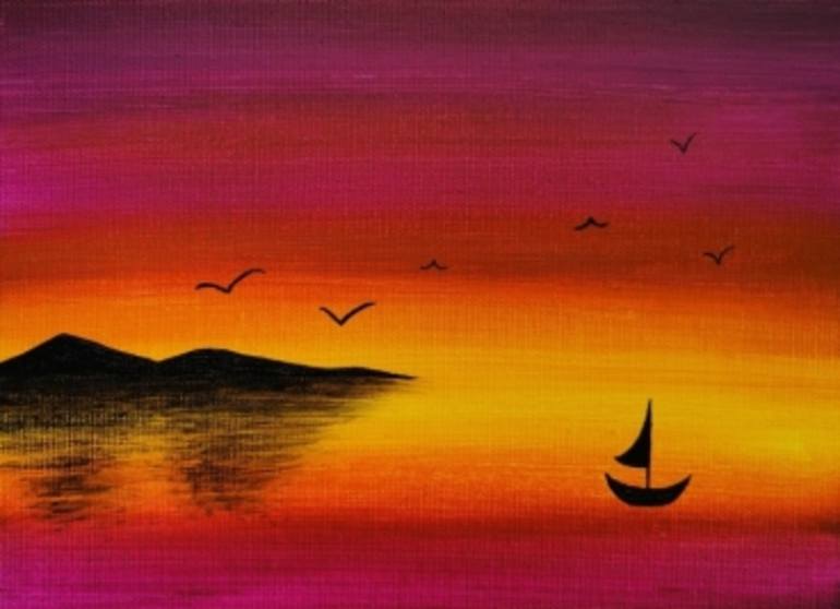 TWILIGHT PAINTING ON THE SEA Painting by Sav Paul Saatchi Art