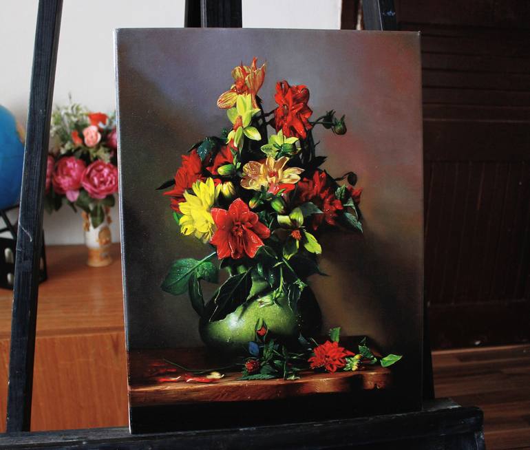 Original Realism Floral Painting by Milan Stepovic