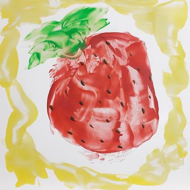 Juicy strawberries (original hot wax painting on paper) thumb