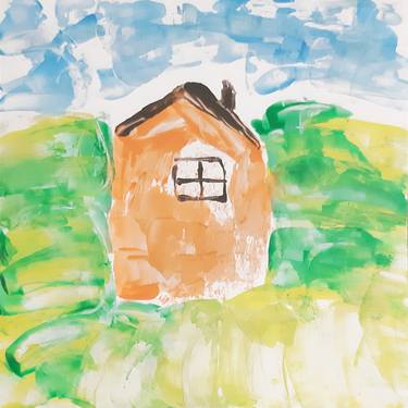 Rural house (original hot wax painting on paper) thumb